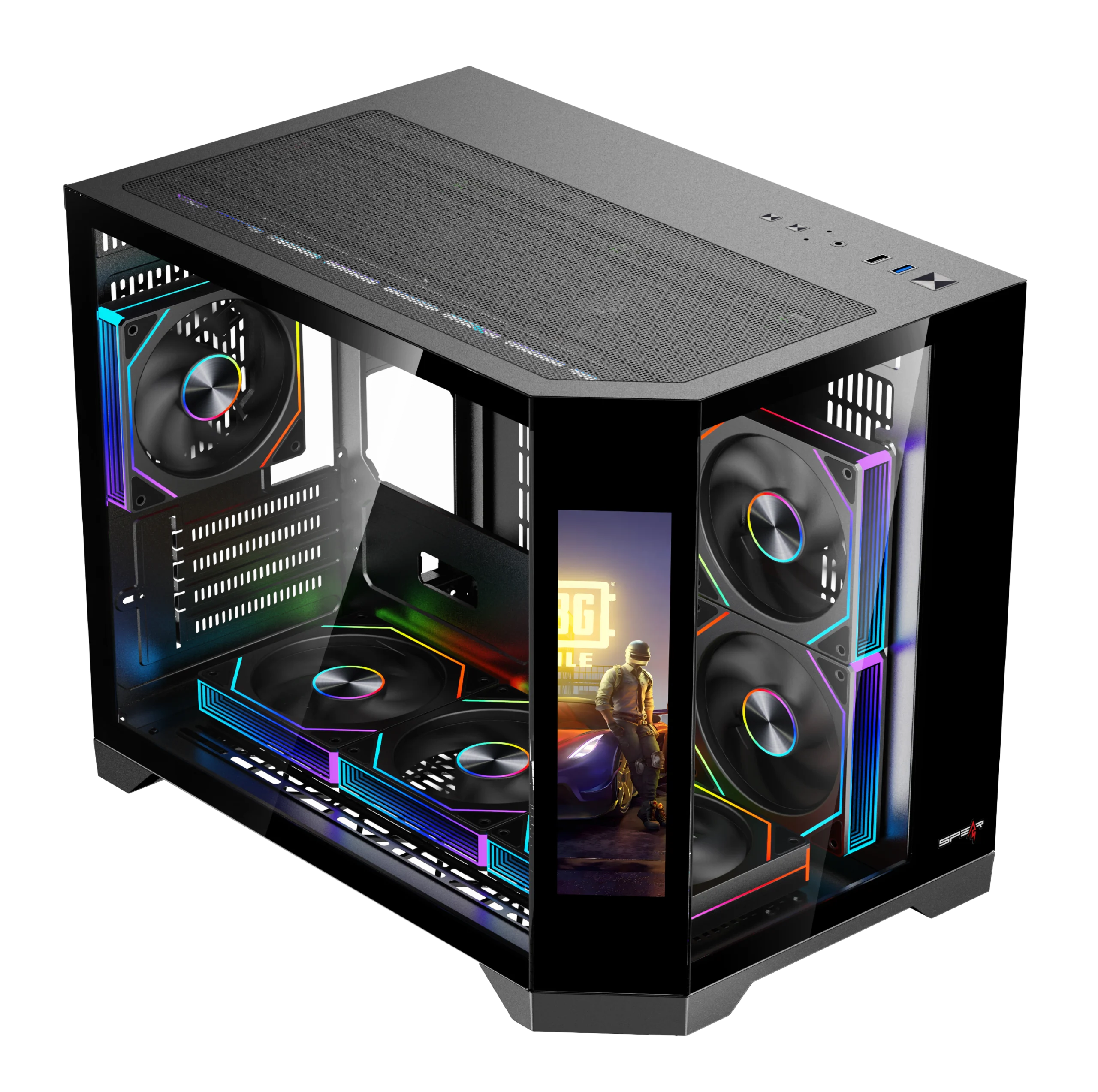 الصورة الثانية لـ Dost 60 Mini With Secondary Screen Gaming Case Black