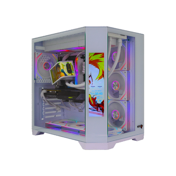 Spear Gaming PC – Intel Core i5-14400F, RTX 5060 8GB Triple-Fan, 32GB DDR5, 1TB NVMe SSD 3300MB/s, 700W 80+ PSU, 360mm Curve Liquid Cooler, ARGB Case with 7 Fans With Corner LCD Screen, Windows 11 Pro SGPC101