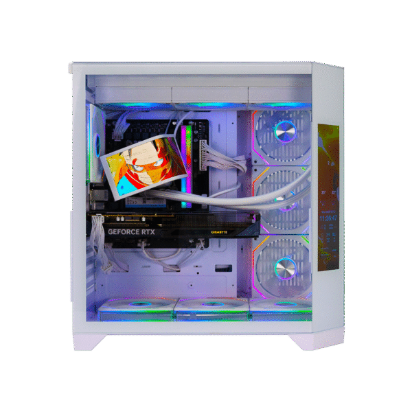 Second image of Spear Gaming PC – Intel Core i5-14400F, RTX 5060 8GB Triple-Fan, 32GB DDR5, 1TB NVMe SSD 3300MB/s, 700W 80+ PSU, 360mm Curve Liquid Cooler, ARGB Case with 7 Fans With Corner LCD Screen, Windows 11 Pro SGPC101