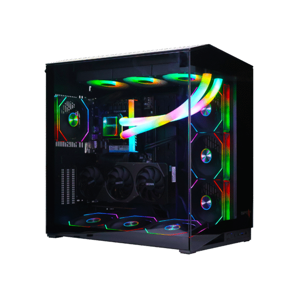 كمبيوتر Spear Gaming – Intel i5-14400F، RTX 5060 8 جيجابايت، 16 جيجابايت DDR5، 1 تيرابايت NVMe SSD 3300 ميجابايت/ثانية، 600 واط PSU، مبرد مائي أنبوبي ARGB 360 ملم، حافظة مع 7 مراوح ARGB وجهاز تحكم عن بعد SGPC66