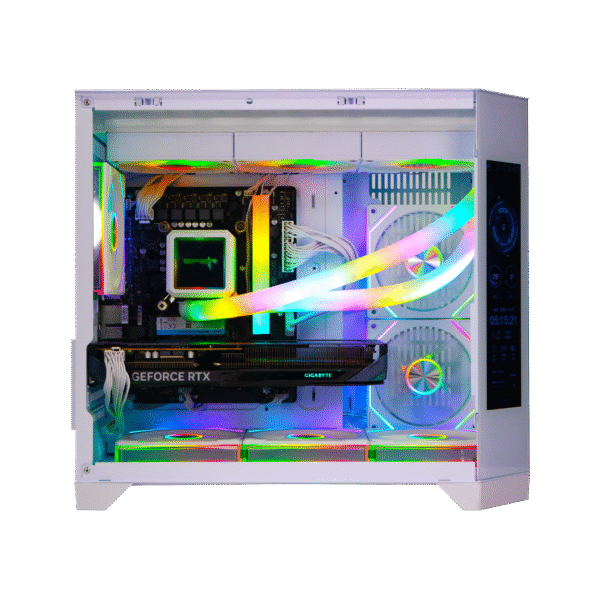 الصورة الثانية لـ Spear Gaming PC – Intel i5-14400F, RTX 5060 8GB Triple-Fan, 16GB DDR5, 1TB NVMe SSD 3300MB/s, 600W PSU, 360mm ARGB Tube Water Cooler, ATX Case with 6 ARGB Fans, Corner LCD Screen for Themes/Video/Temperature Display, Windows 11 Pro SGPC63