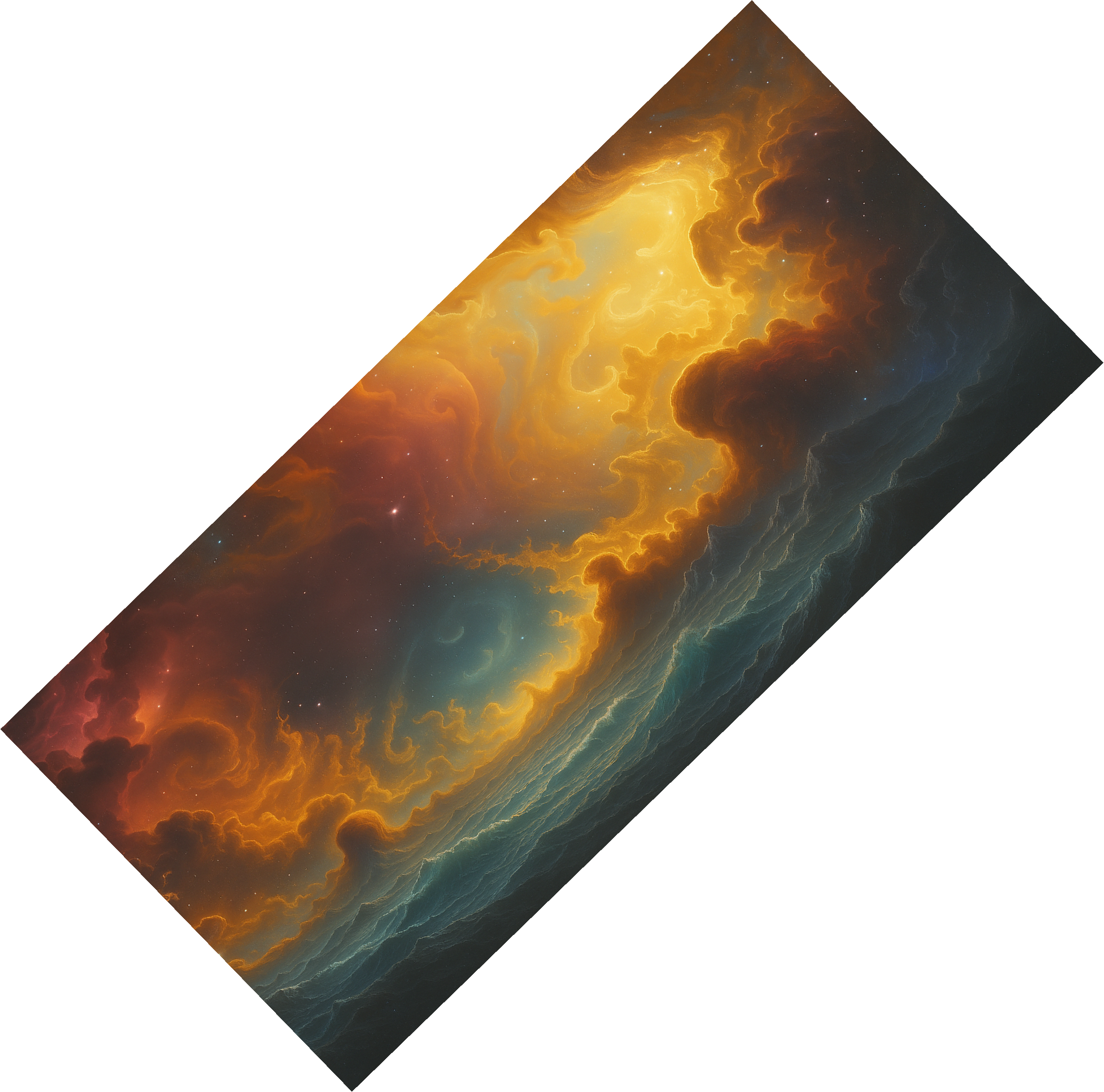 الرمح – أفق المحيط الكوني | عمل فني سريالي للسديم والأمواج الشبيهة بالأحلام